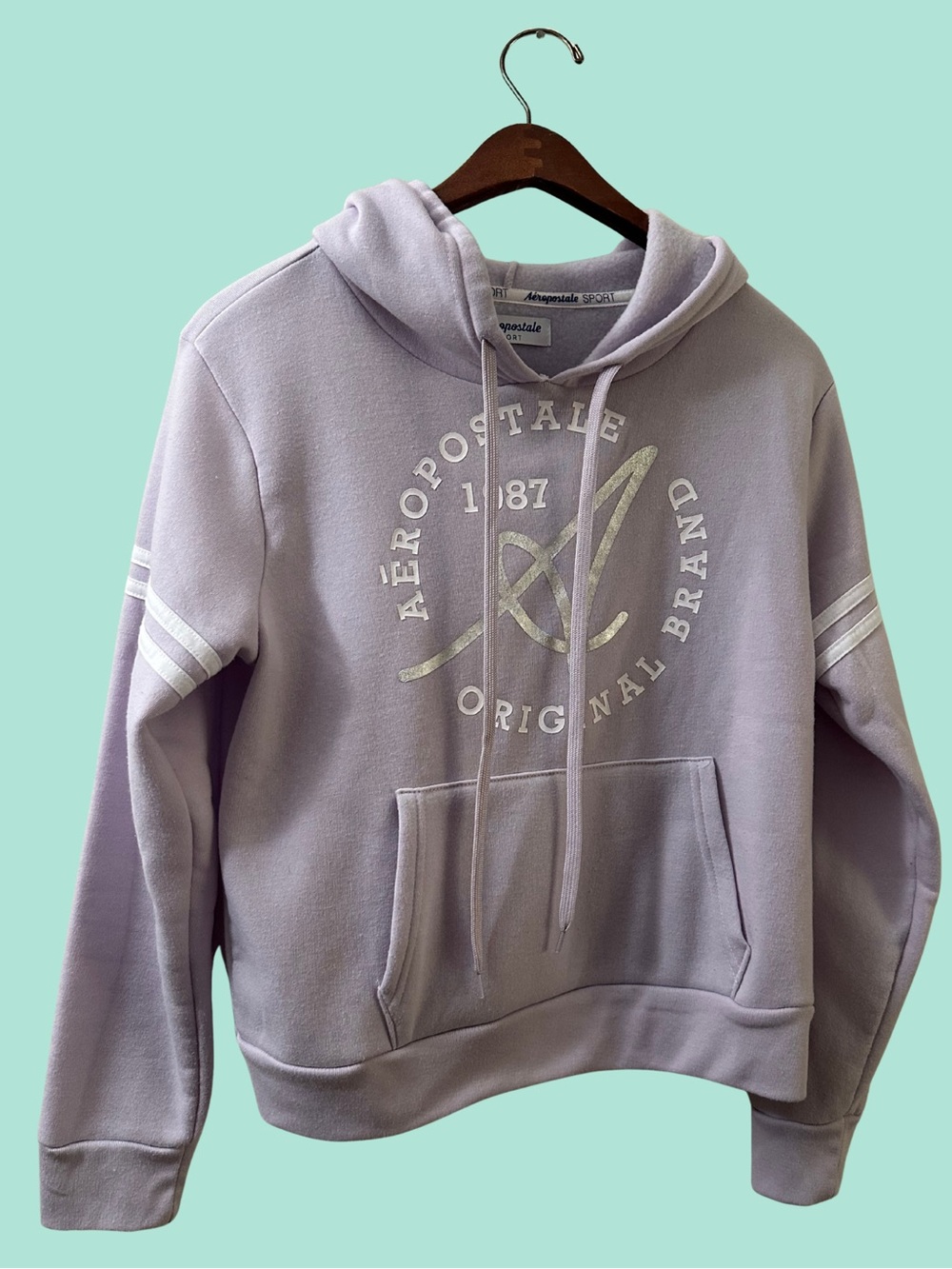 AEROPOSTALE Soft Light Purple Pullover Hoodie Sweatshirt SIZE MEDIUM 6 8 Stripes